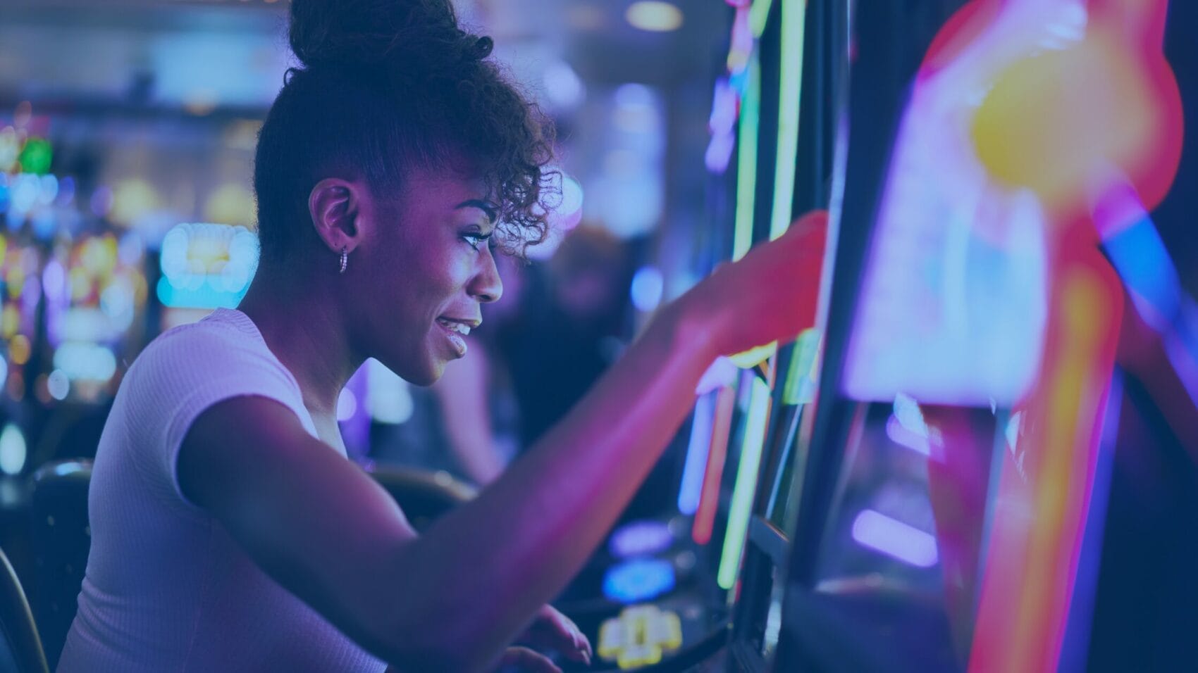 Excited woman gambling