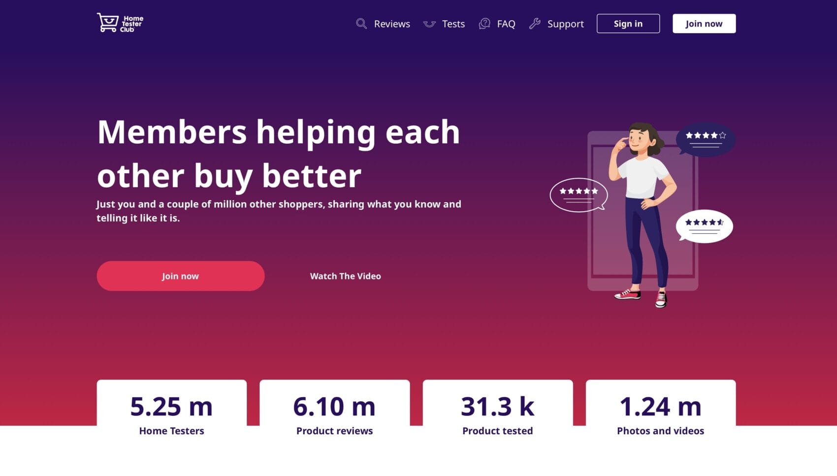 Screenshot of Home Testers Club website